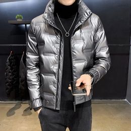 Men's Down Parkas autumn winter men's brand down jacket coat men high quality Sequins striped windproof and warm short black 231213