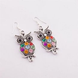 10pairs lot Owl Crystal 925 Silver Fish Hooks Earrings Dangles Chandelier Jewellery E1598 sell Items3462