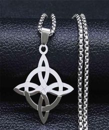 Stainless Steel Witchcraft Witch039s Knot Geometry Long Chain Necklace for Menwomen Silver Colour Jewellery Bijoux Femme N4273s023026547