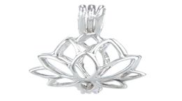 925 Silver Locket Cage Lotus shape Pearl Gem Beads Cage Pendant Can Open Sterling Silver Pendant Mounting DIY Jewellery Fitting337B7202488