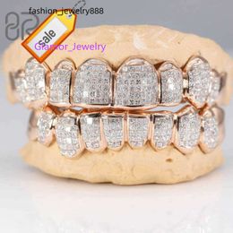 Diamond-encrusted Individual Universal Bracesdiamond Setting Jewellery Gold Plated Moissanite Teeth Grillz Invisible with Princess Cut Sier VVS Custom