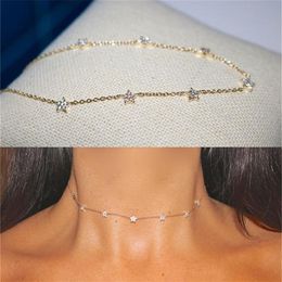 2019 Christmas gift vermeil 925 sterling silver cute star choker charm necklaces charming women Jewellery fine silver necklace T2001293W