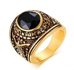 2018 New Arrival quot United States quot Stainless Steel Ring with blackredblue Rhinestones for men and woman Size 3683690