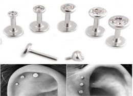 Gem Lip Stud lage Helix Tragus Clear Crystal Ear Labret Piercing Earring BAR Internally Threaded 16G Diamond Lip Ring Lot Steel3730982