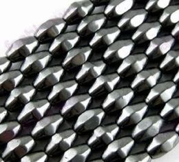 MIC 500 Pcs Black Magnetic Hematite Faceted Rhombus Seed Rice Beads Loose Beads Jewelry DIY Sell6005935