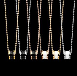3 Colours High Quality Stainless Steel Spring Pendant Women Designer Necklaces B Letter Black And White Threaded Ceramics Necklace 8001091