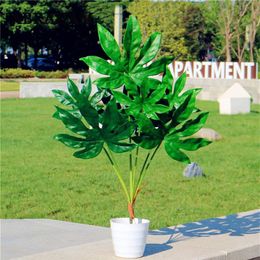 80cm 7fork Large Artificial Tropical Tree Fake Plastic Plant Branch Big Green Palm Tree Monstera Foliage for Autumn Home Decor301P