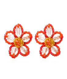Stud Sell DIY Woven Rice Bead Flower Earrings European And American Retro Cute Style Fashion Jewelry Gift2743967