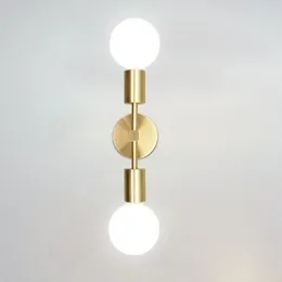 Wall Lamp Brass Golden Wall-Lamp Decoration Light With Double Head Sconeces For Bathroom Bedside Vanity Mirror