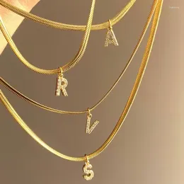 Chains Zircon Letter Pendant Necklaces For Women 18K Gold Plated Copper Crystal A-Z Initial Necklace High Quality Fashion Jewellery