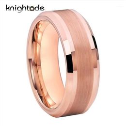 High Quality Rose Gold Tungsten Wedding Band For Men Women Engaged Tungsten Carbide Ring Brushed Centre Polished Bevel Edges1282N