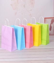 Assorted Small Neon Coloured Paper Gift Bags with Handles Kraft Paper Party Bags Birthday Wedding Party Favour Goodie Bag LX26022279595