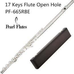 Pearl Quantz 665 795 Flute High Quality Silver Plated 17 Keys Flute Open Hole E-Mech Flute Musical Instrument