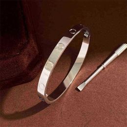 Women Lovers Bracelet Silver Gold Bangles Men Luxury designer Jewellery titanium steel couple simple fashion no bolt driver nail scr3009