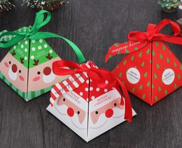 Merry Christmas Candy Gift Storage Box Bag with Tag Christmas Tree Gift Box Pyramid Paper Box Gift Bag Container Party Wedding Su8757838