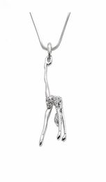 Double Nose Arrival Metal Inlay Women Figure Gymnastic Girl Charm Necklace Gym Jewellery Pendant Necklaces8988628