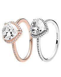 Rose Gold Sparkling Teardrop Halo Ring Women039s Wedding Gift designer Jewellery For p Sterling Silver engagement gift Ring6593320