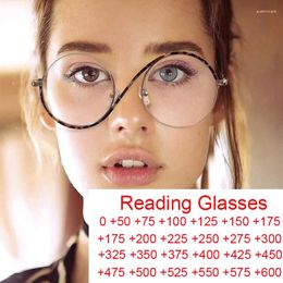 Sunglasses Fashion Metal Half Frame Anti Blue Light Reading Glasses Women Men Round Prescription Eyewear Elegant Computer