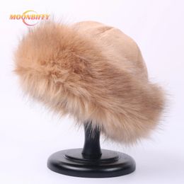 Trapper Hats Winter Thick Furry Hairband Fluffy Russian Faux Fur Women Girl Headband Hat Outdoor Earwarmer Ski 231213