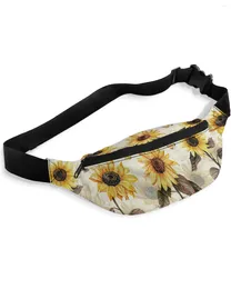 Waist Bags Vintage Flowers Butterflies Sunflower Packs For Women Waterproof Outdoor Sports Bag Unisex Crossbody Shoulder