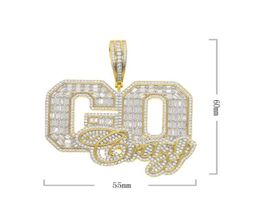 Chains Summer Iced Out Letter Crazy Pendant Necklace Paved Full Cubic Zirconia Cz Hip Hop Men5261675