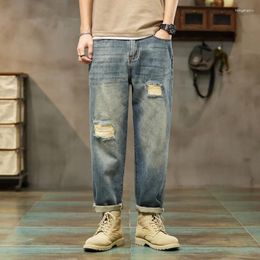 Men's Pants 2024 Harem Vintage Denim Men Fashion Casual Jeans Loose Retro Blue Straight Streetwear Trousers For