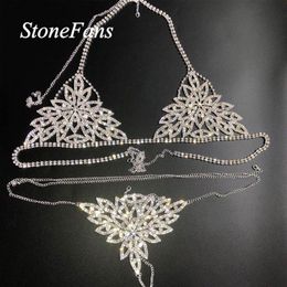 Stonefans New Sexy Rhinestone Body Chain Harness Jewelry for Women Charm Bling Body Bikini Chain Bralette Underwear Jewelry241W