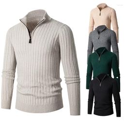 Men's Sweaters 2023 Autumn/Winter Long Sleeved Half High Neck Zipper Bottom Sweater