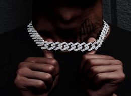 Pendant Necklaces High Quality Iced Out Men Jewellery 5A CZ Hip Hop Bling Micro Pave 19mm Cuban Link Chain Big Heavy Chunky Necklace9461480
