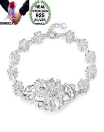 OMHXZJ Whole Personality Fashion Woman Girl Party Wedding Gift Silver Flowers Chain Thick 925 Sterling Silver Bracelet BR8661700347206499