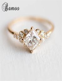 Princess Cut Zircon Engagement Ring Vintage Gold Color Promise Wedding Rings For Women Simple Summer Jewelry Gift3855645