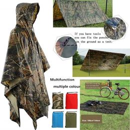 Rain Wear 3 in 1 Multifunctional Raincoat Backpack Cover Hiking Cycling Poncho Waterproof Tent Outdoor Camping Shade Picnic Mat 231213