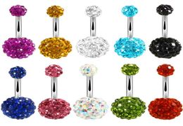 Trendy Navel Piercing Jewellery Sexy Crystal Disco 316l Stainless Steel Belly Button Rings Body Jewellery Piercing Ombligo3957170