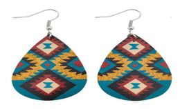 Dangle Chandelier Geometric Zigzag Pattern UV Print PU Leather Teardrop Aztec Earrings For Women Fashion Ethnic Jewelry Bijoux G2170810