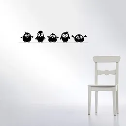 Wall Stickers Lovely Five Black Birdies DIY Animal Room Decoration Personality Decals Background