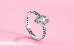 925 Sterling Silver Classic Teardrop Halo Ring with Cz Fit P Jewellery Engagement Wedding Lovers Fashion Ring For Women1758735