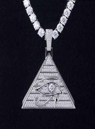 New Horus Eye Pyramid Hip Hop Necklace Pendant Egyptian Triangle Jewelry8182102