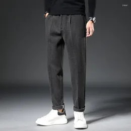 Men's Suits 2023 Winter Thick Suit Pants Men Casual Straight Korean Classic Fashion Business Woolen Cloth Formal Trousers Male A105