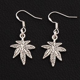 Maple Leaf Dangle Chandelier Earrings 925 Silver Fish Ear Hook 30pairs lot E360 37 6x15 6mm328T