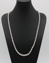 24 Inches Classic Rope Chain Thick Solid 18k White Gold Filled Womens Mens Necklace ed Knot Chain 6mm Wide3745758