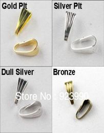 500Pcs Necklace Connector Clip Bail Gold Silver Bronze Dull Silver Plated 3x7mm For Jewellery Making Craft DIY w029246616761