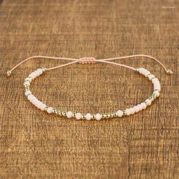 Strand KELITCH Pink Color Women's Friendship Bracelet Crystal Beads Bracelets Braided Adjustable