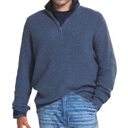 Men's Sweaters Fall And Winter Casual Collar Zipper Long Sleeved Vacation Outdoor Knit Sweater Tops Knitted