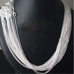 promotion whole 50pcs lot bulk 925 stamped silver plated 1mm link rolo chains 16 18 20 22 24 inch 925 womens jewelry1939