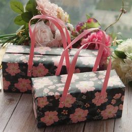 Flower Open At Night 5pcs Portable Paper Box As Roll Cake Cookie Candy Handmade Wedding Birthday Party Gifts Packaging1284g