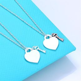 Chains Ladies High-end Luxury Heart-shaped Key 100%925 Sterling Silver Necklace For Women Gift Jewelry306r