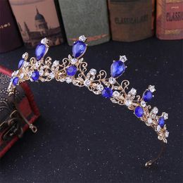 Hair Clips European Simple Bride Crown Alloy Drop-shaped Rhinestone Decorated Wedding Dress Accessories 5 Colours