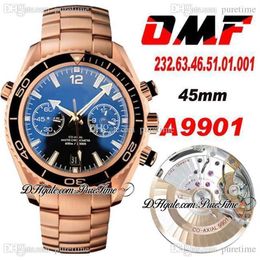 OMF Cal A9901 Automatic Chronograph Mens Watch Rose Gold Black Polished Bezel Stainless Steel Bracelet 232 63 46 51 01 001 Super E270H