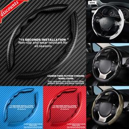 New Steering Wheel Covers 36cm Car Steering Wheel Cover Non-slip Carbon Fiber Ultra-thin Card Cover Summer Auto Handle Protective Cover Type D Universal