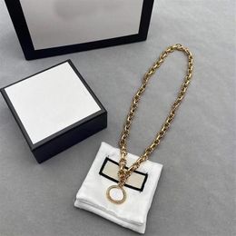 Vintage Gold Cuban Pendant Necklaces Designer Letter Pattern Gothic Chokers Fashion Accessories High Quality Necklace Gift Hip Hop301c